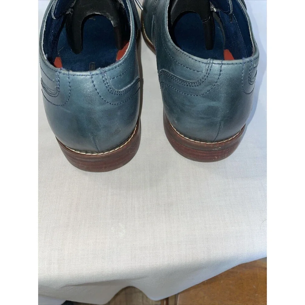 Rockport Trutech Dress Shoes Mens Size 11 M Blue Leather Oxfords Block Heels